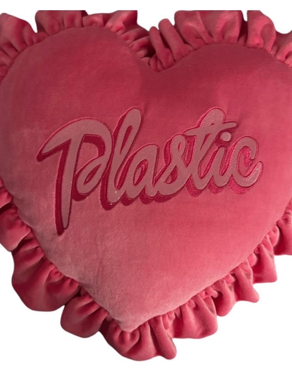 Dolls Kill Plastic Pink Heart Throw Pillow